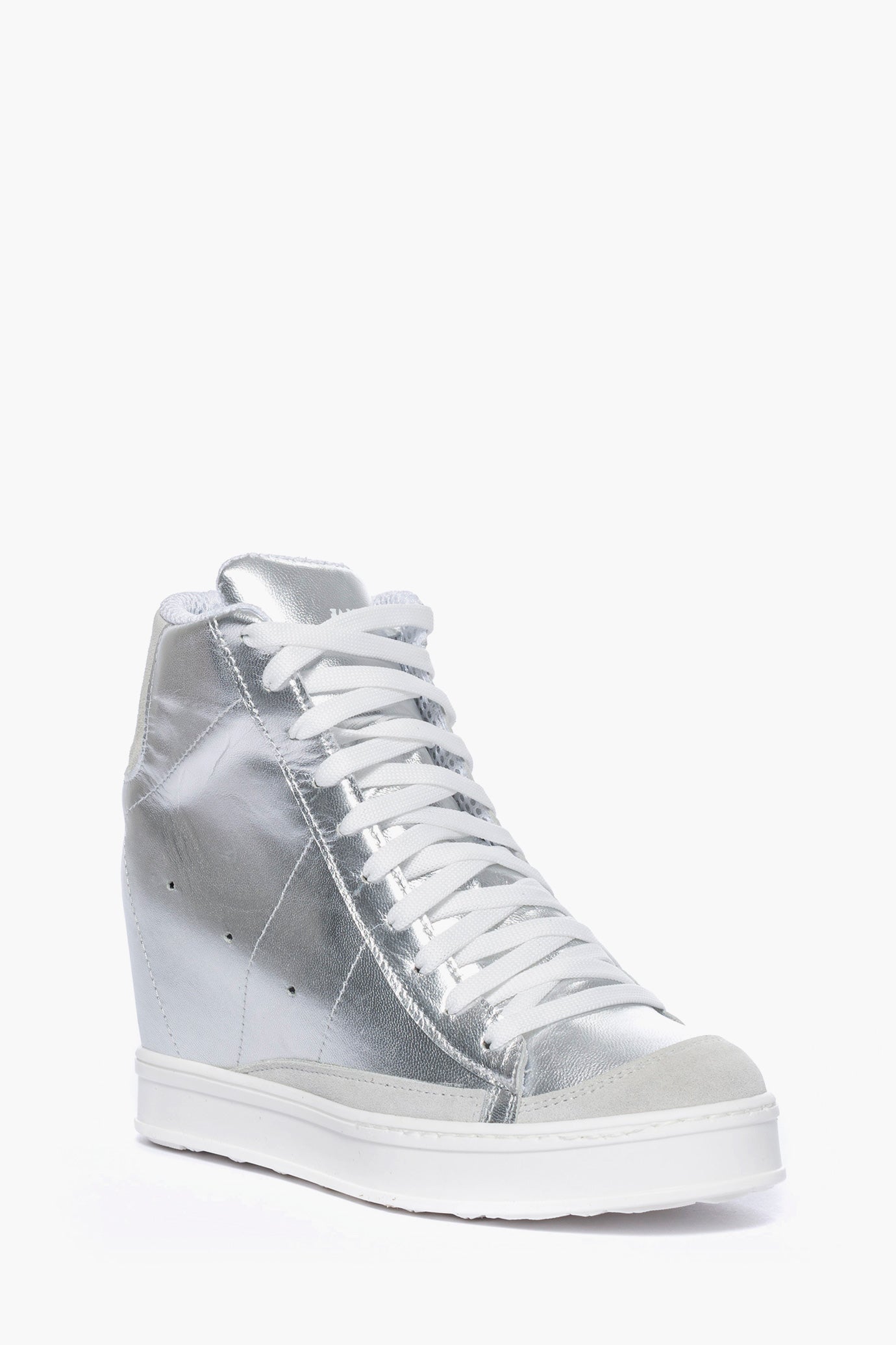 Sneakers con rialzo pelle argento e camoscio ghiaccio Uppside 2