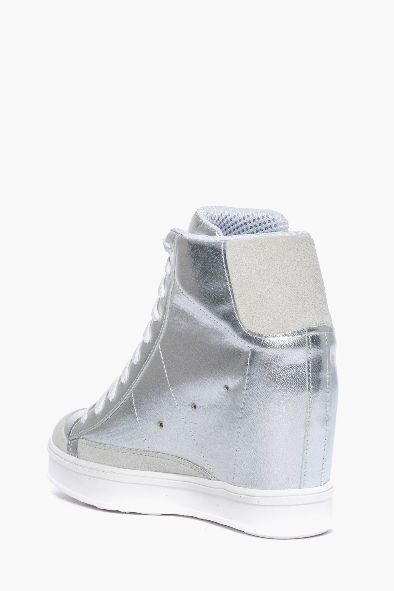 Sneakers con rialzo pelle argento e camoscio ghiaccio Uppside 2