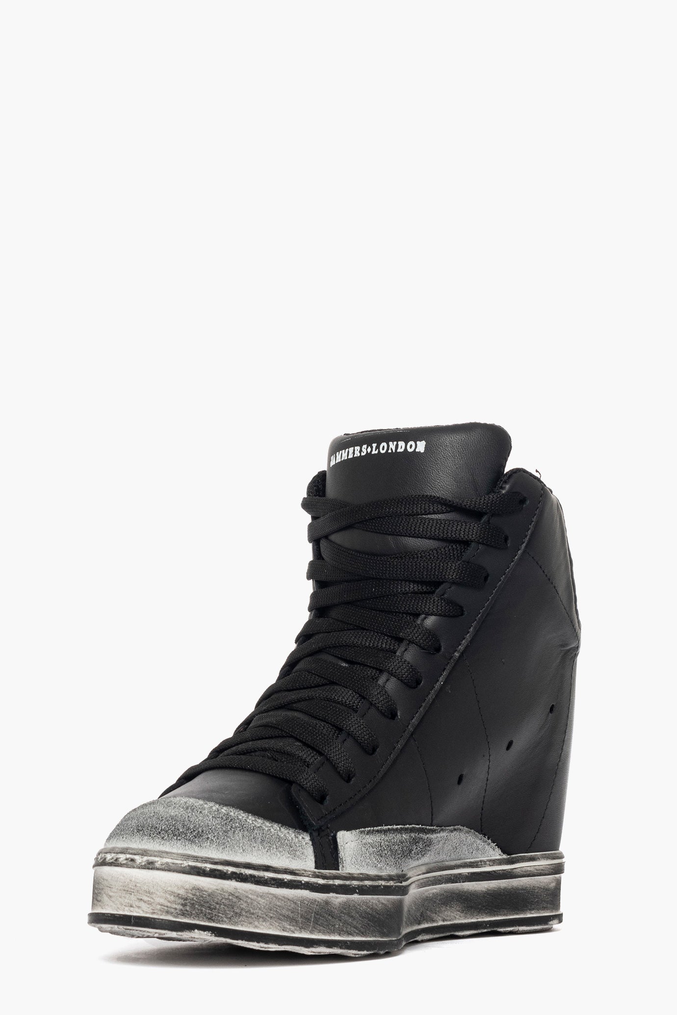 Sneakers con rialzo pelle nero camoscio ghiaccio spazzolato Uppside 2