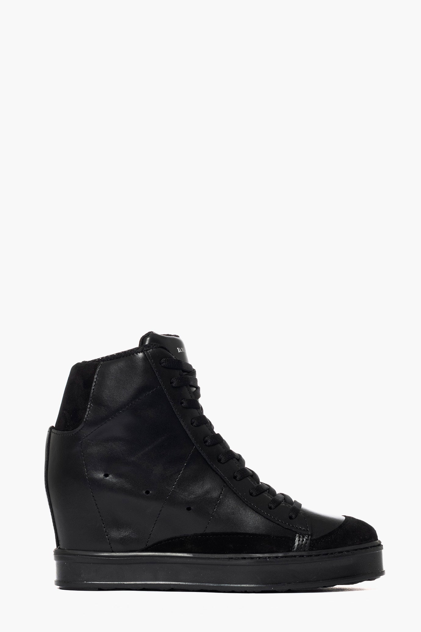 Sneakers con rialzo pelle e camoscio nero total Uppside 2