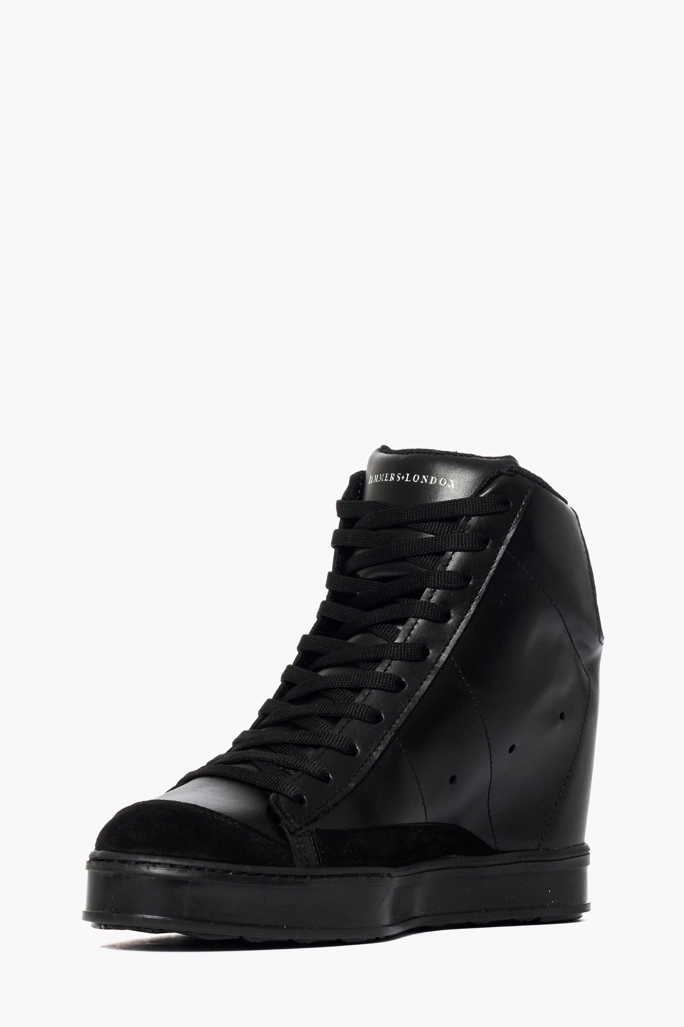 Sneakers con rialzo pelle e camoscio nero total Uppside 2
