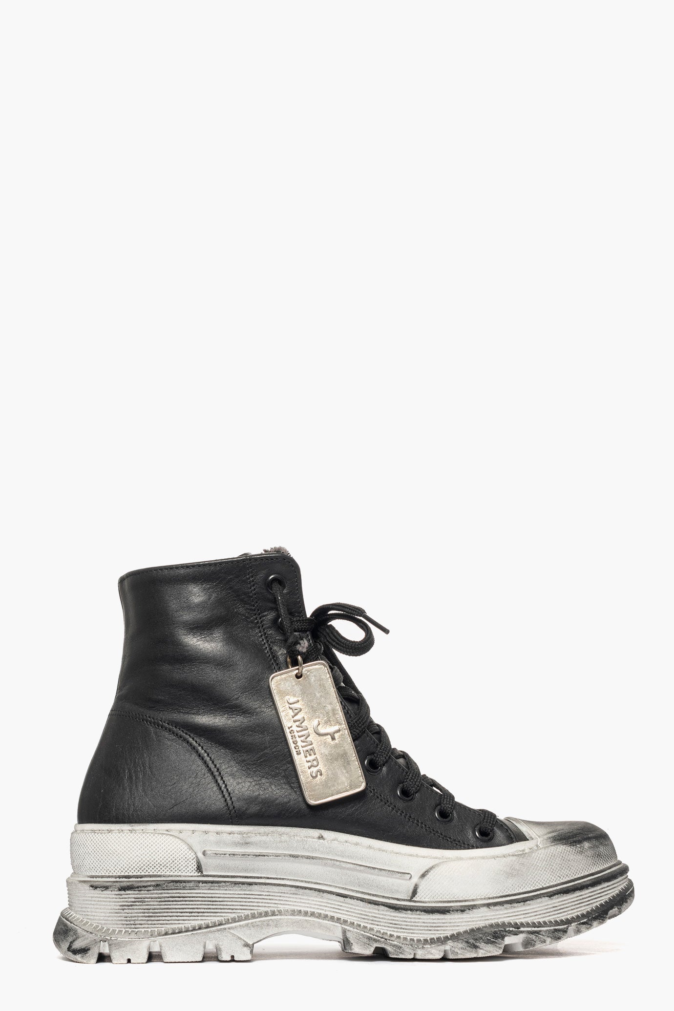 Sneakers stivaletto pelle nero vintage Leone 6