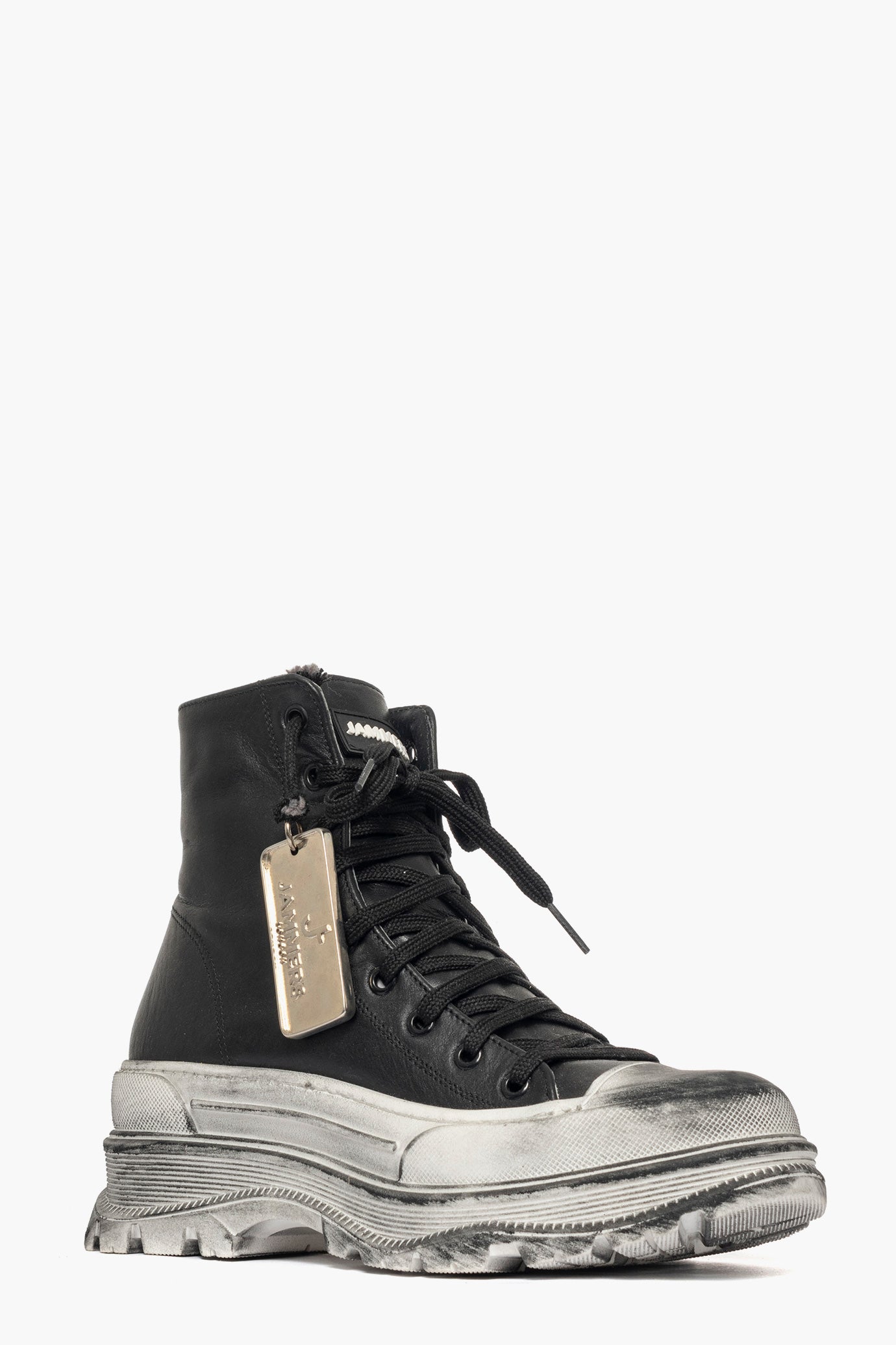 Sneakers stivaletto pelle nero vintage Leone 6