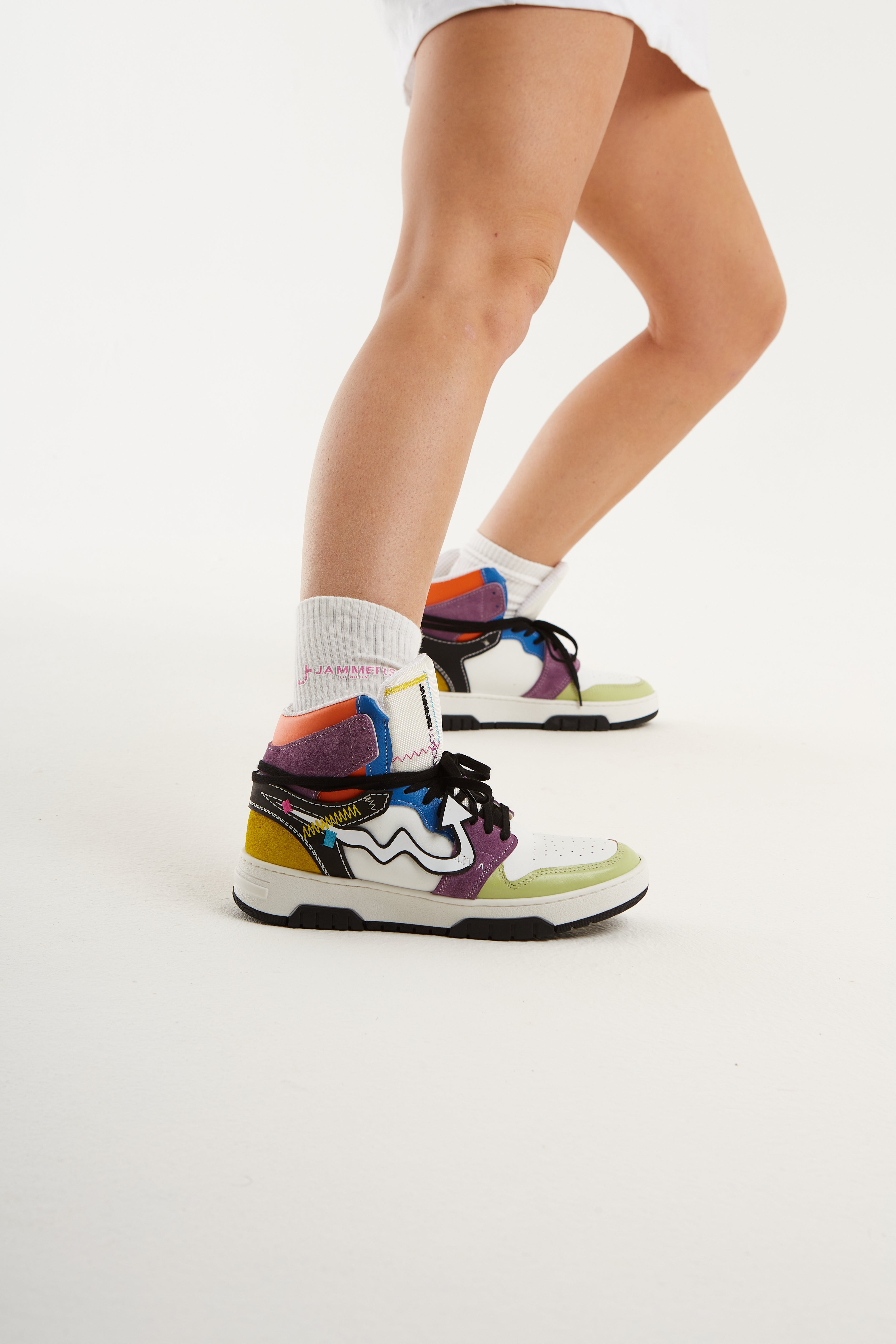 Sneakers pelle bianco e multicolore NoStop