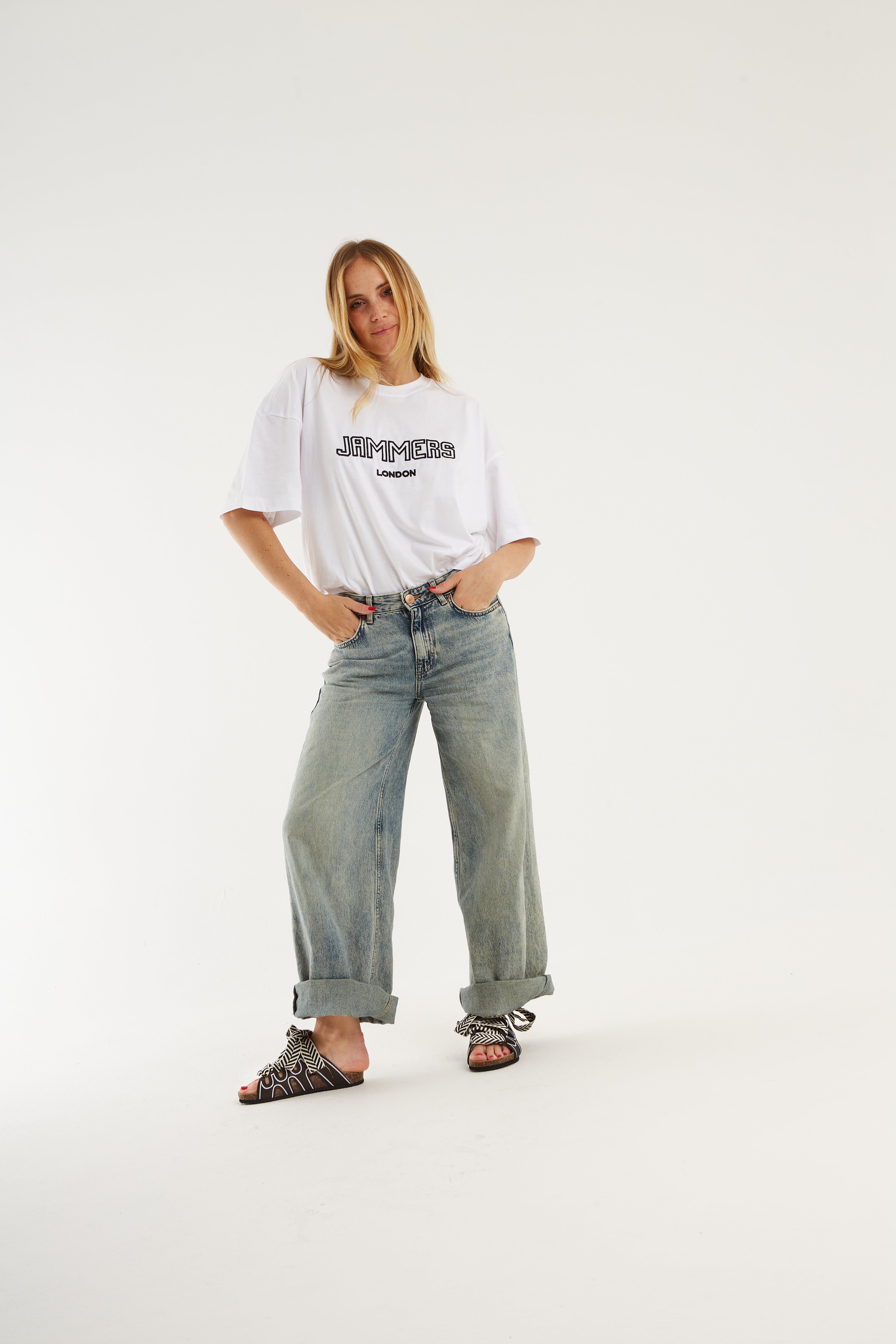 T-shirt cotone bianco nero Basic JL