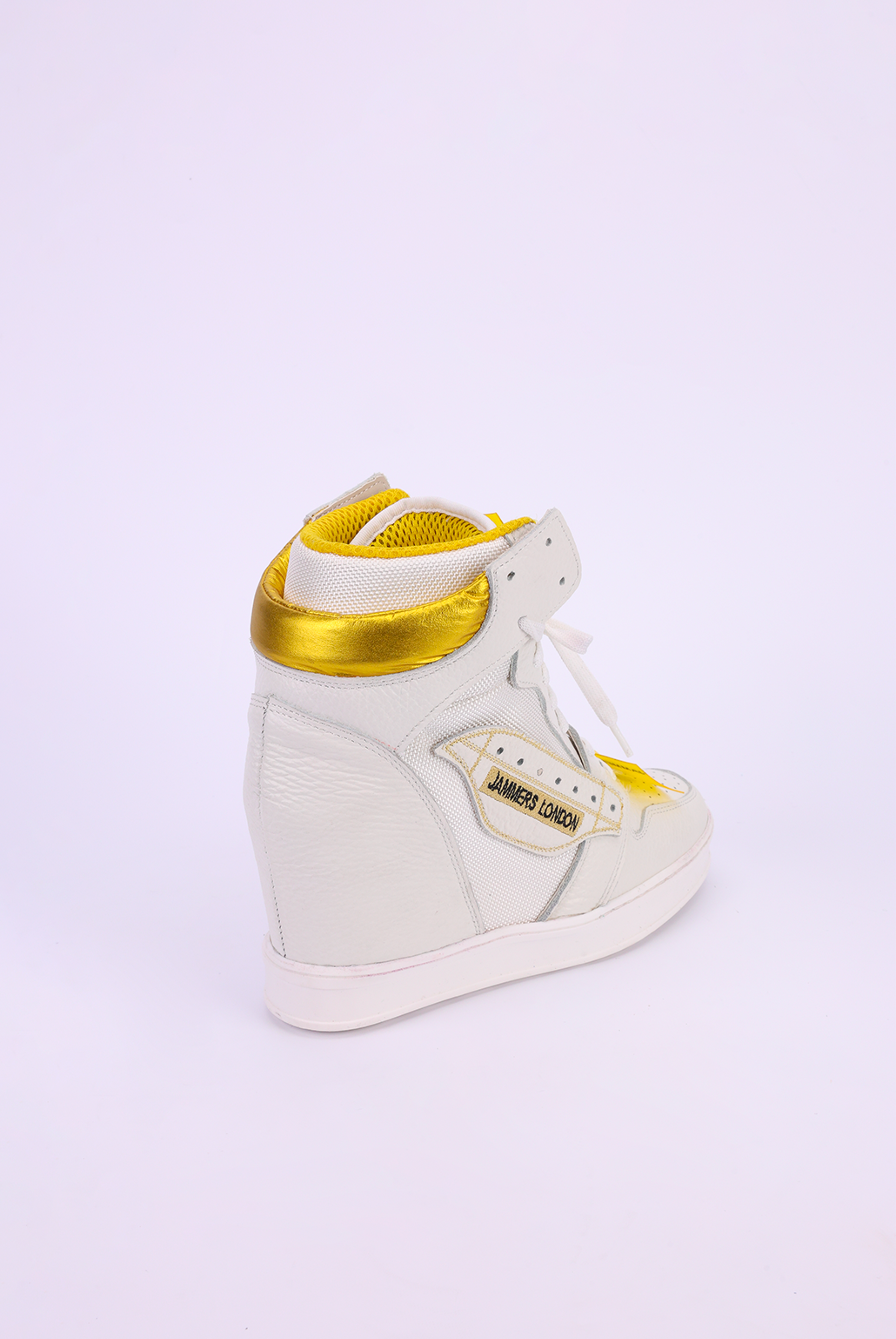 Sneakers zeppa pelle Bianco e Giallo Upp code