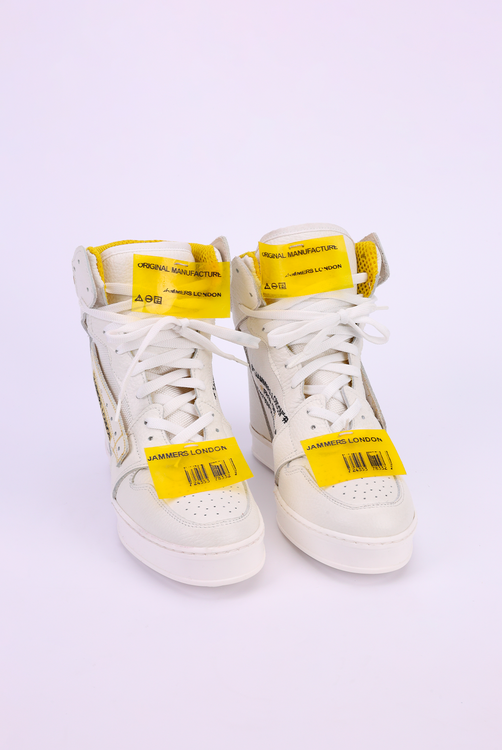 Sneakers zeppa pelle Bianco e Giallo Upp code