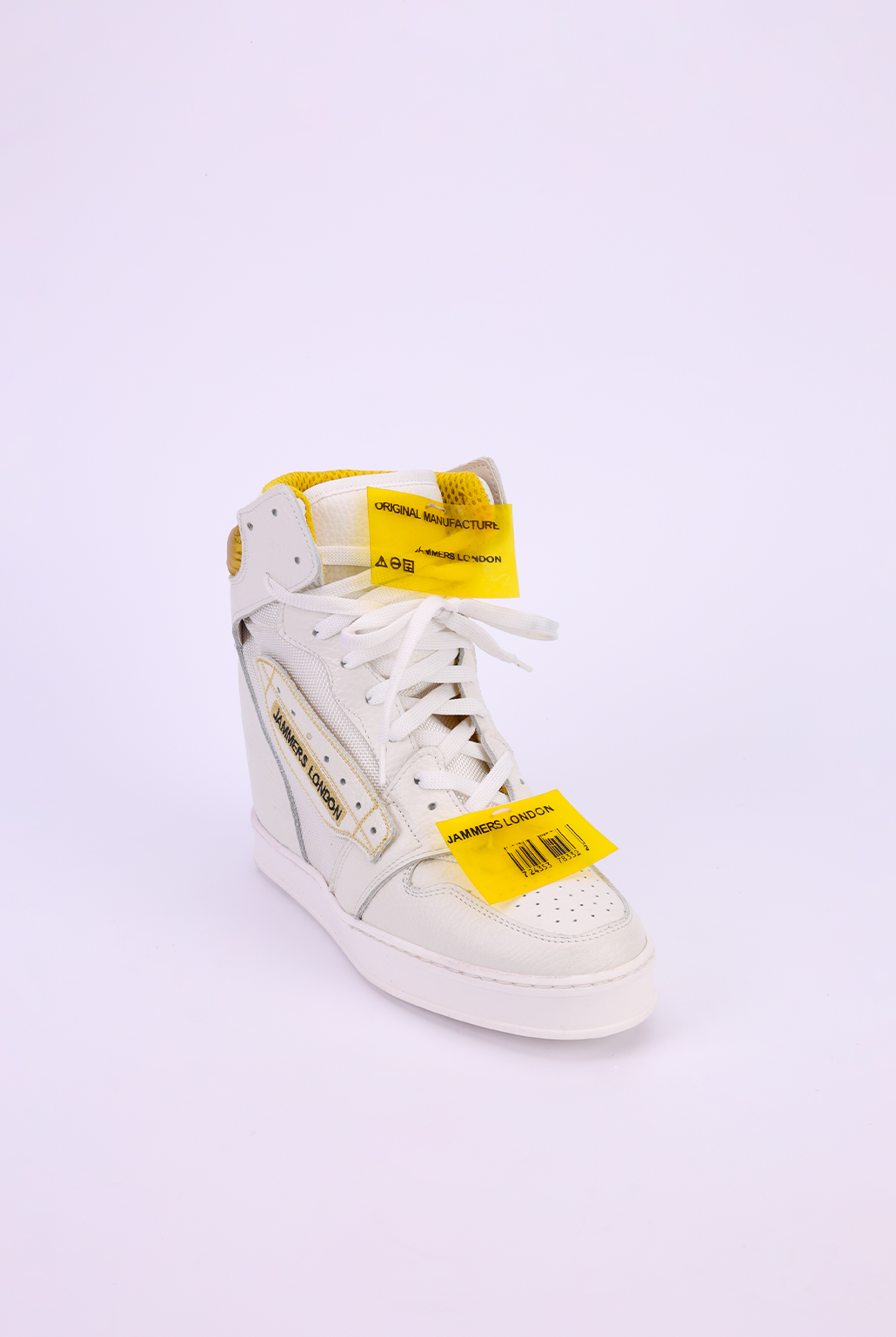 Sneakers zeppa pelle Bianco e Giallo Upp code
