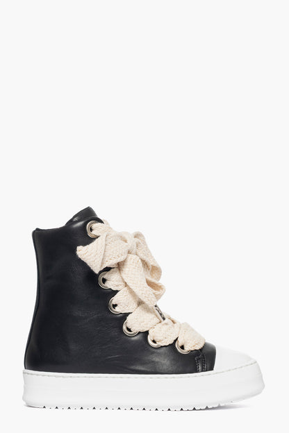 Sneakers stivaletto pelle nero lacci Tore Over