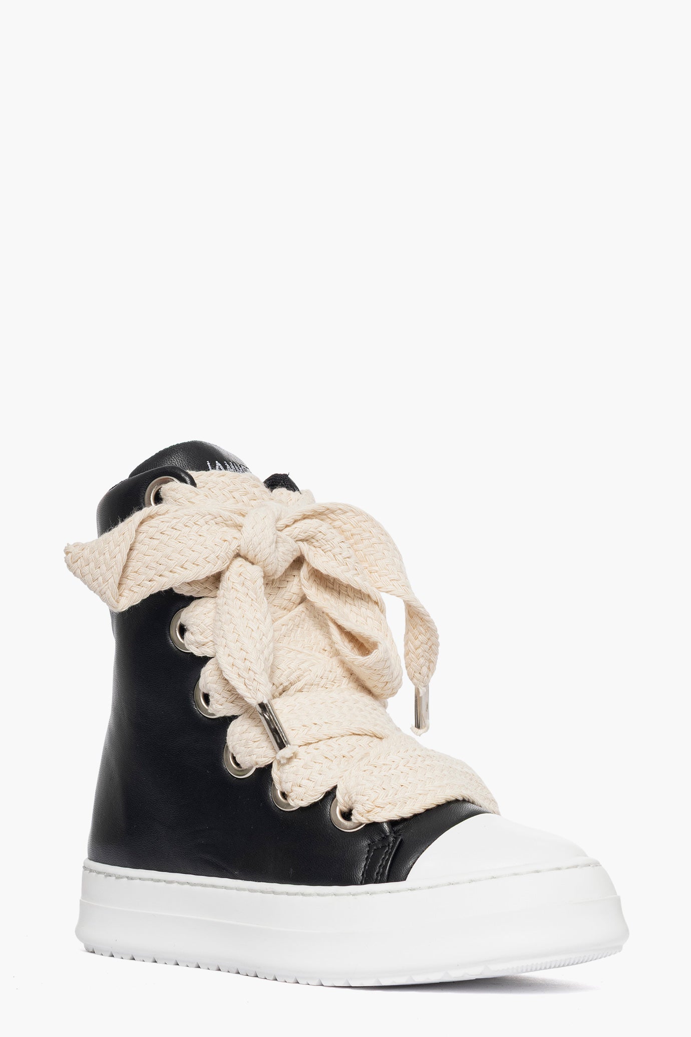 Sneakers stivaletto pelle nero lacci Tore Over