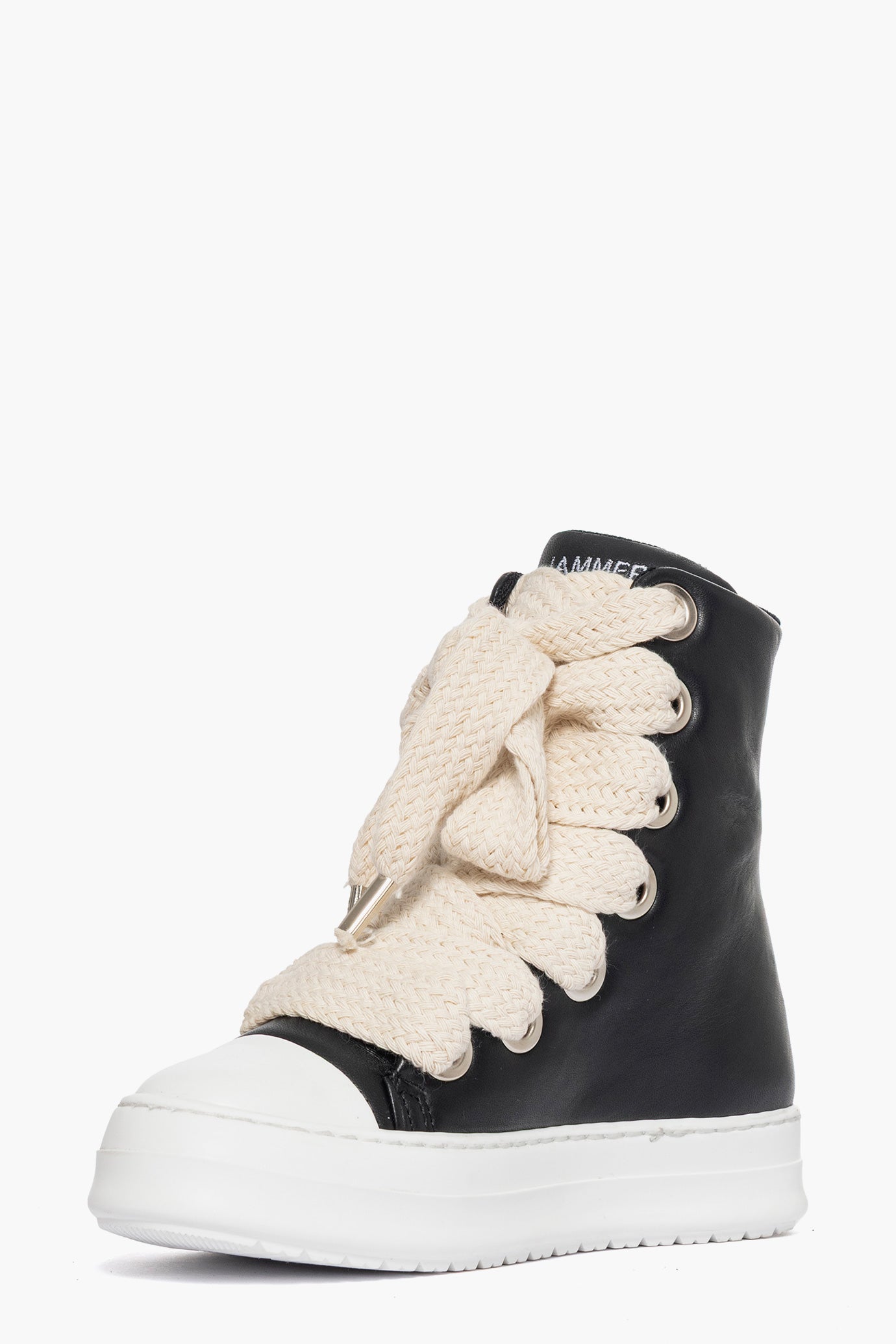 Sneakers stivaletto pelle nero lacci Tore Over