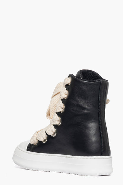 Sneakers stivaletto pelle nero lacci Tore Over