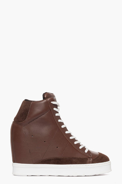 Sneakers con rialzo pelle e camoscio testa di moro Uppside 2