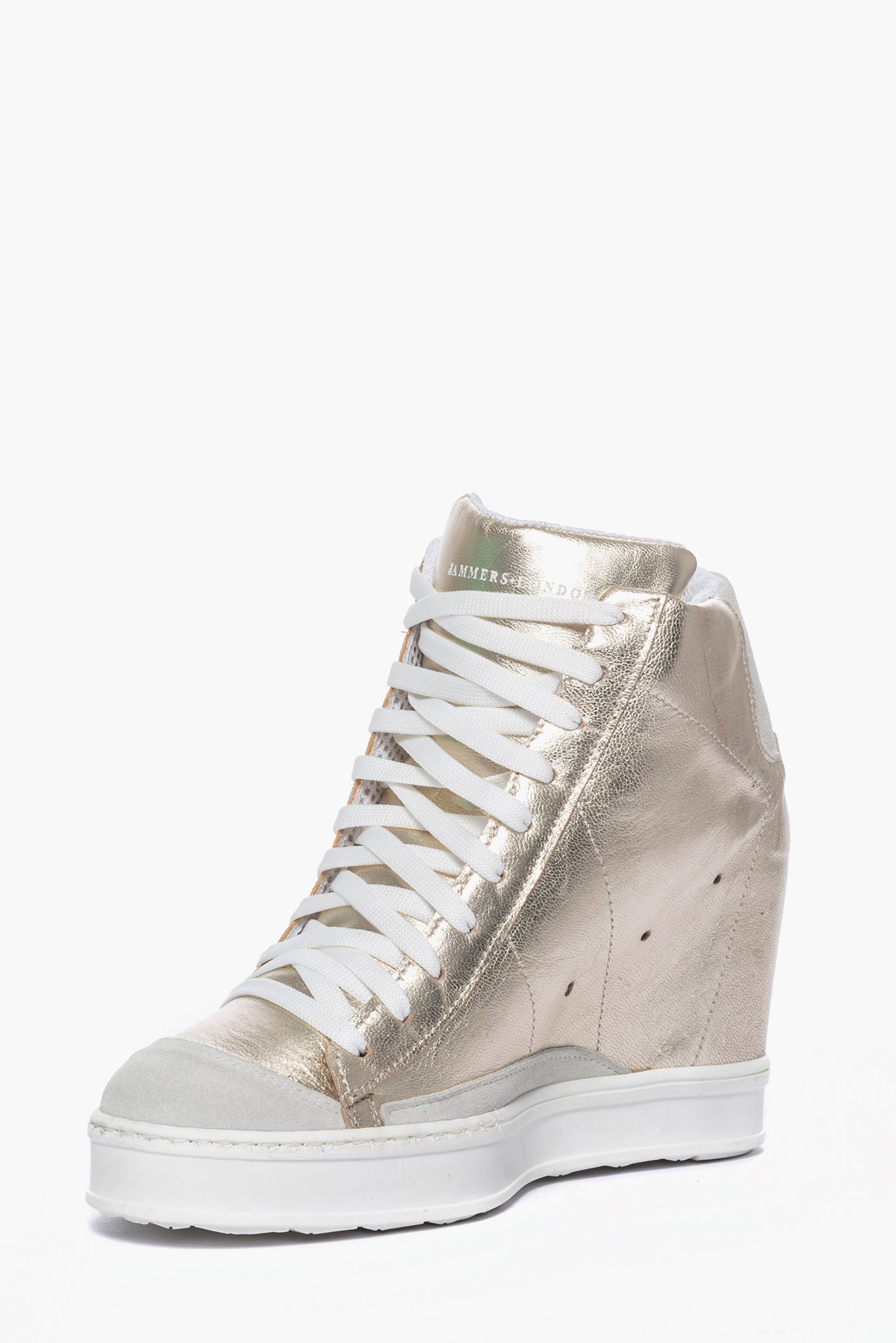 Sneakers con rialzo pelle oro e camoscio ghiaccio Uppside 2