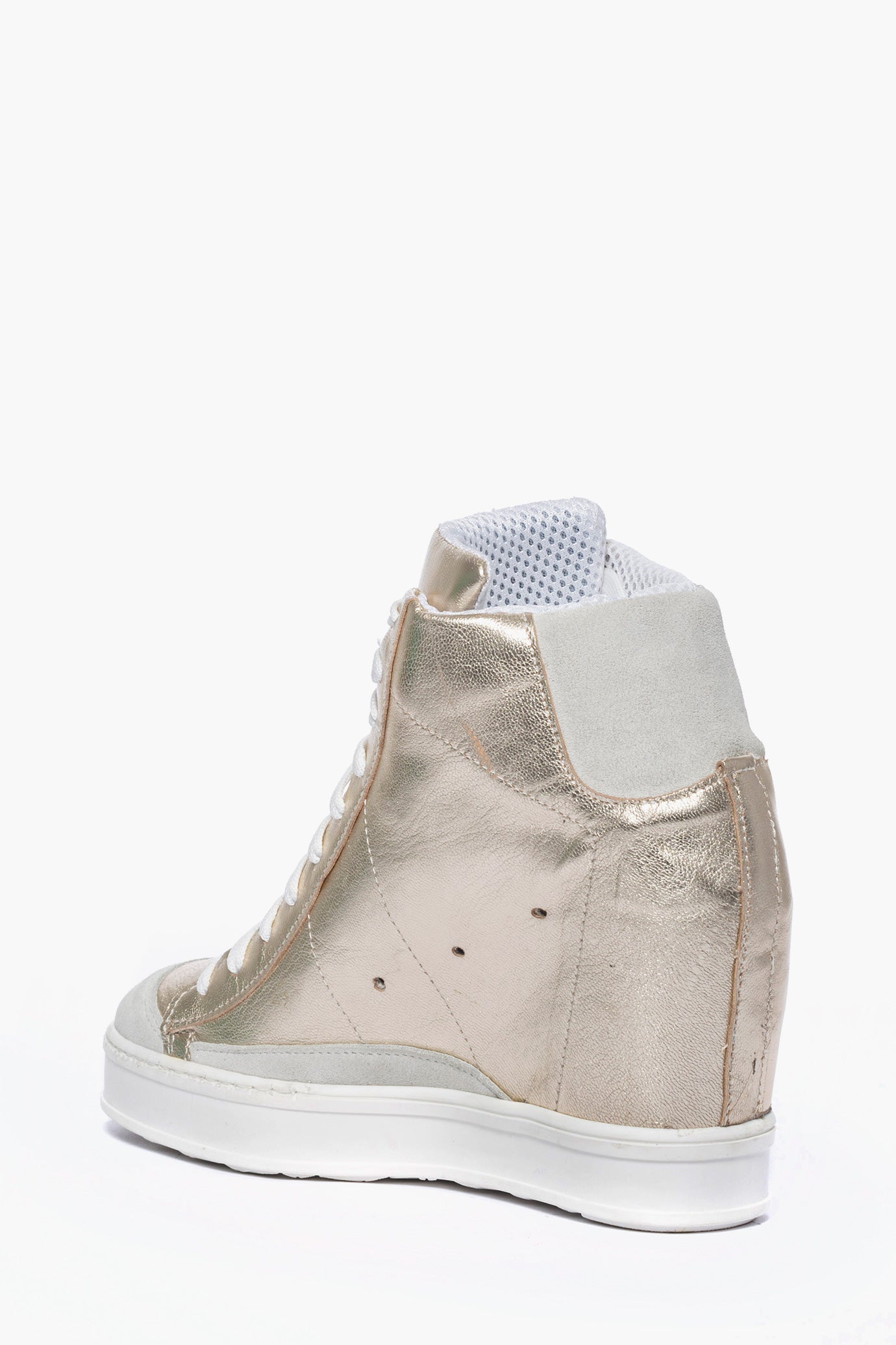 Sneakers con rialzo pelle oro e camoscio ghiaccio Uppside 2
