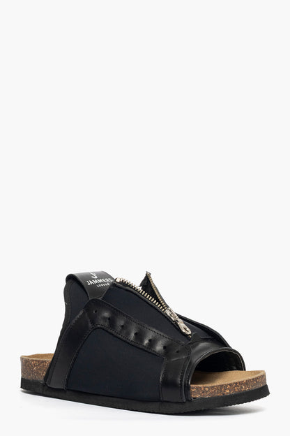 Ciabatta scuba nero e pelle nero Jammers London 100Total