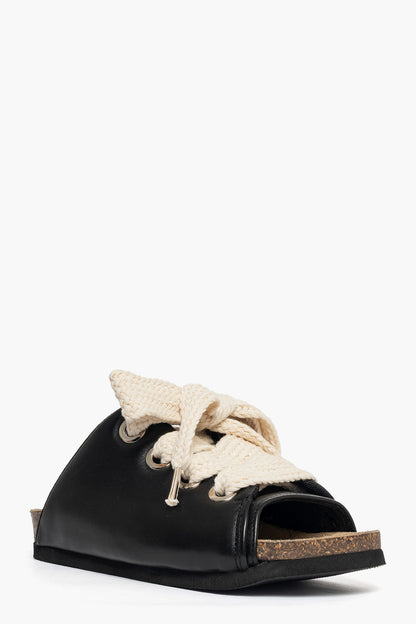 Ciabatta pelle nero con lacci Jammers London 100 Over