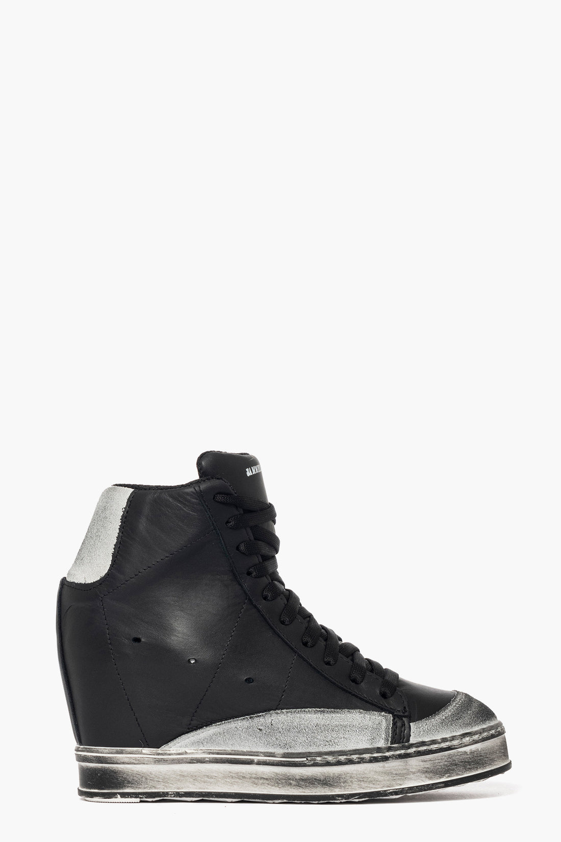 Sneakers con rialzo pelle nero camoscio ghiaccio spazzolato Uppside 2