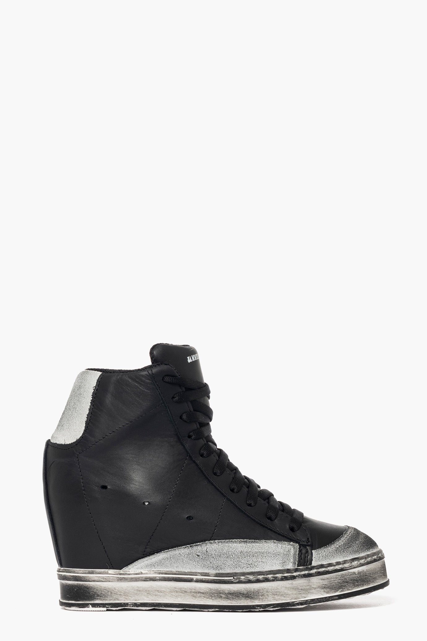 Sneakers con rialzo pelle nero camoscio ghiaccio spazzolato Uppside 2