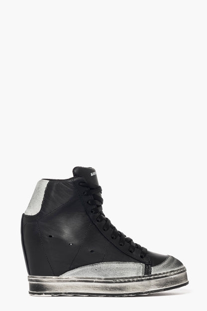 Sneakers con rialzo pelle nero camoscio ghiaccio spazzolato Uppside 2