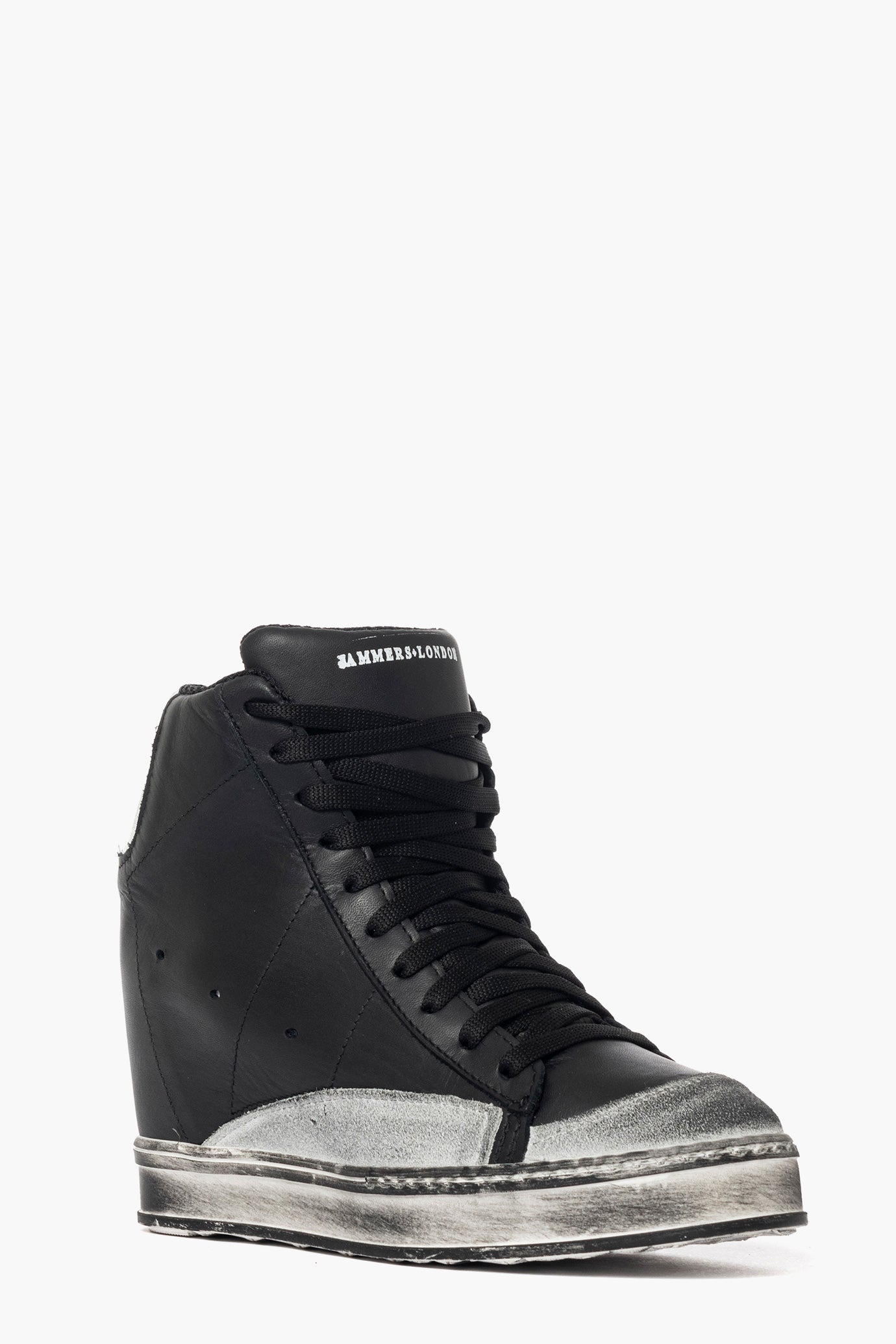 Sneakers con rialzo pelle nero camoscio ghiaccio spazzolato Uppside 2