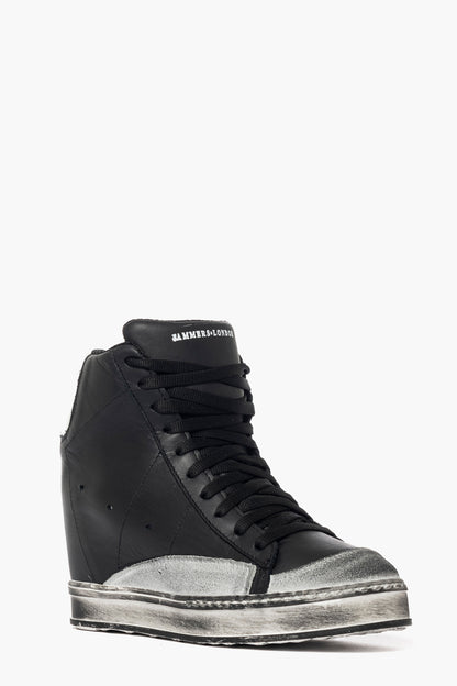 Sneakers con rialzo pelle nero camoscio ghiaccio spazzolato Uppside 2