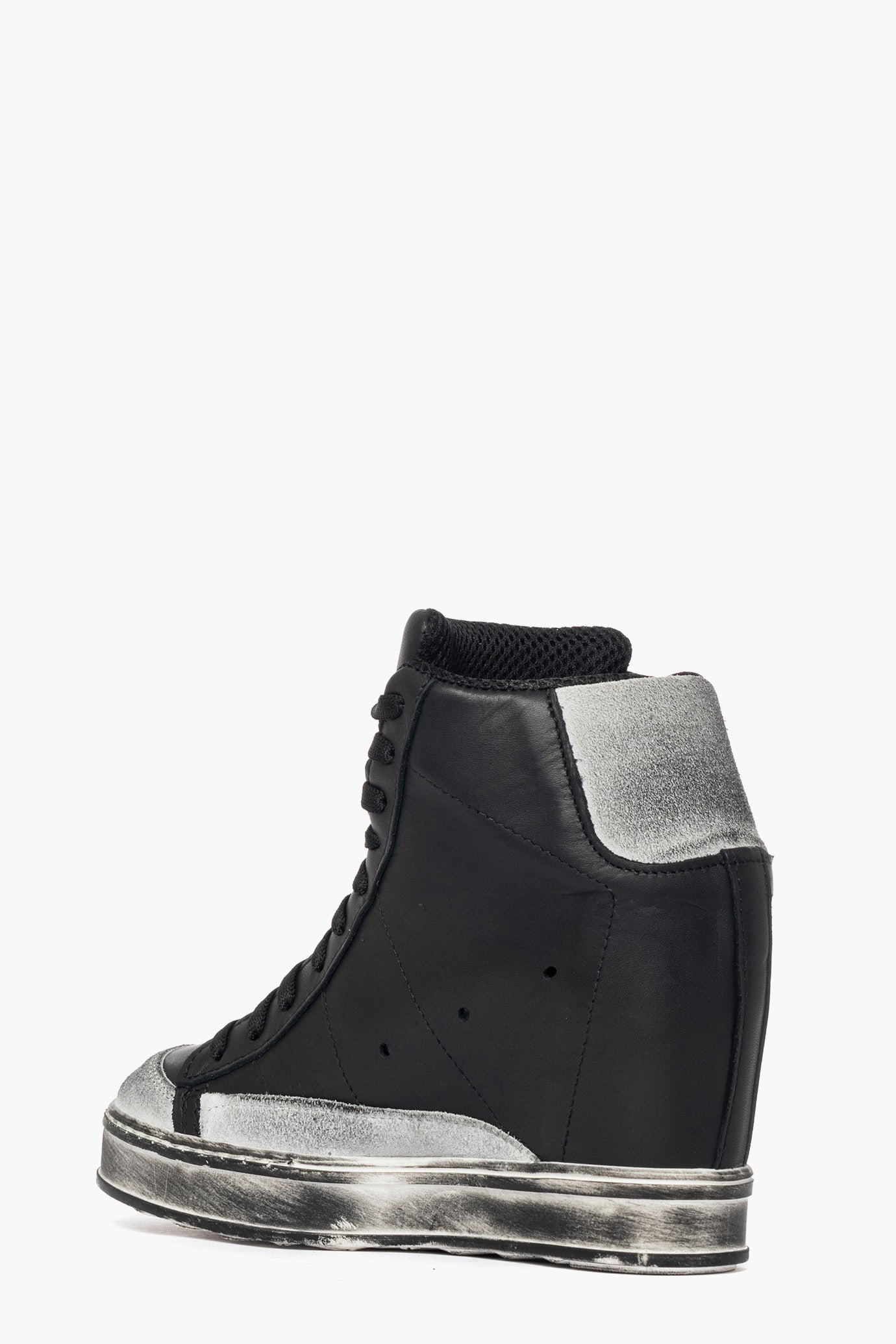 Sneakers con rialzo pelle nero camoscio ghiaccio spazzolato Uppside 2