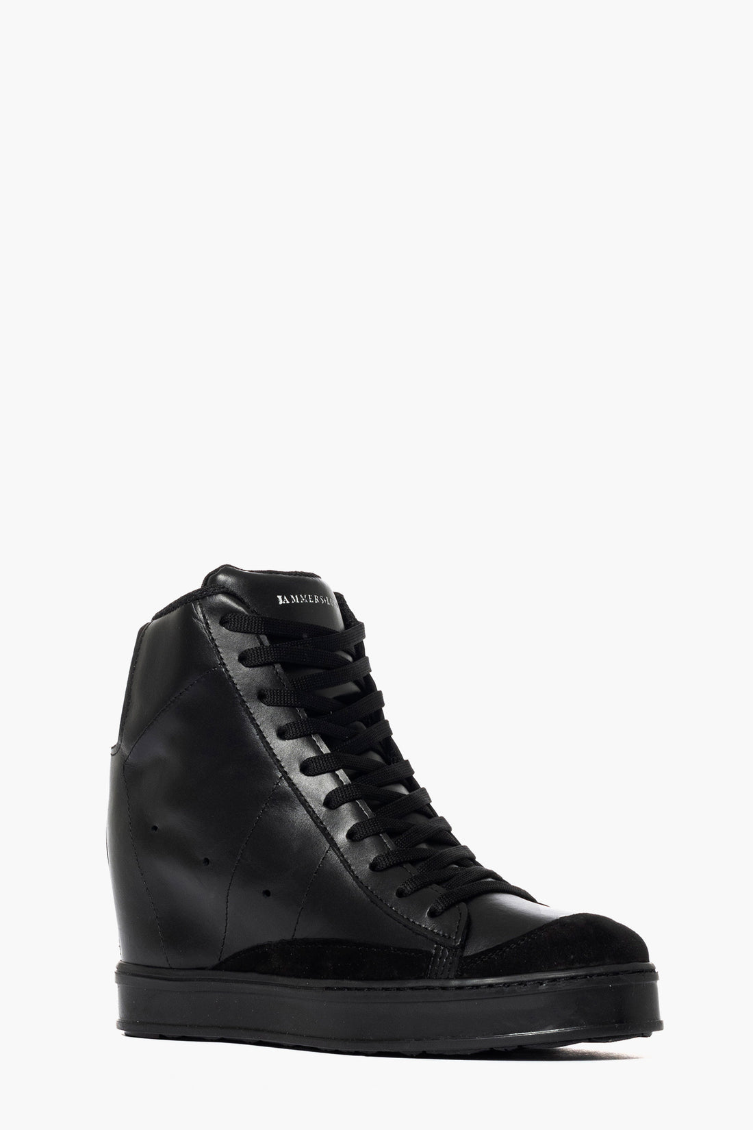 Sneakers con rialzo pelle e camoscio nero total Uppside 2