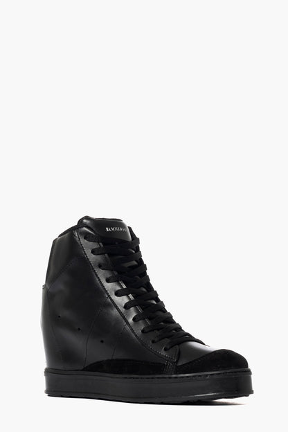 Sneakers con rialzo pelle e camoscio nero total Uppside 2