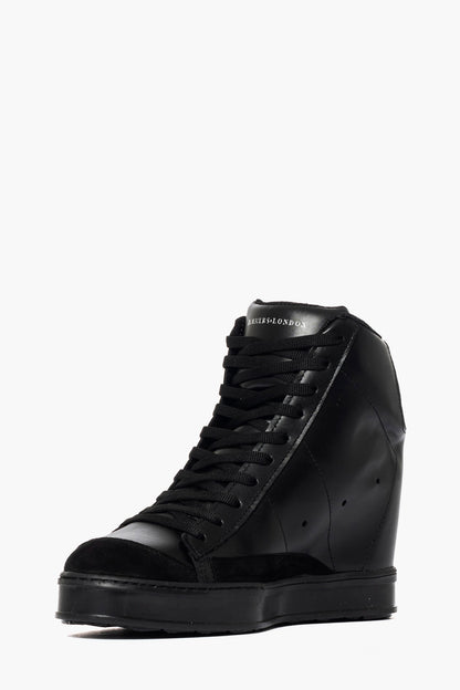 Sneakers con rialzo pelle e camoscio nero total Uppside 2