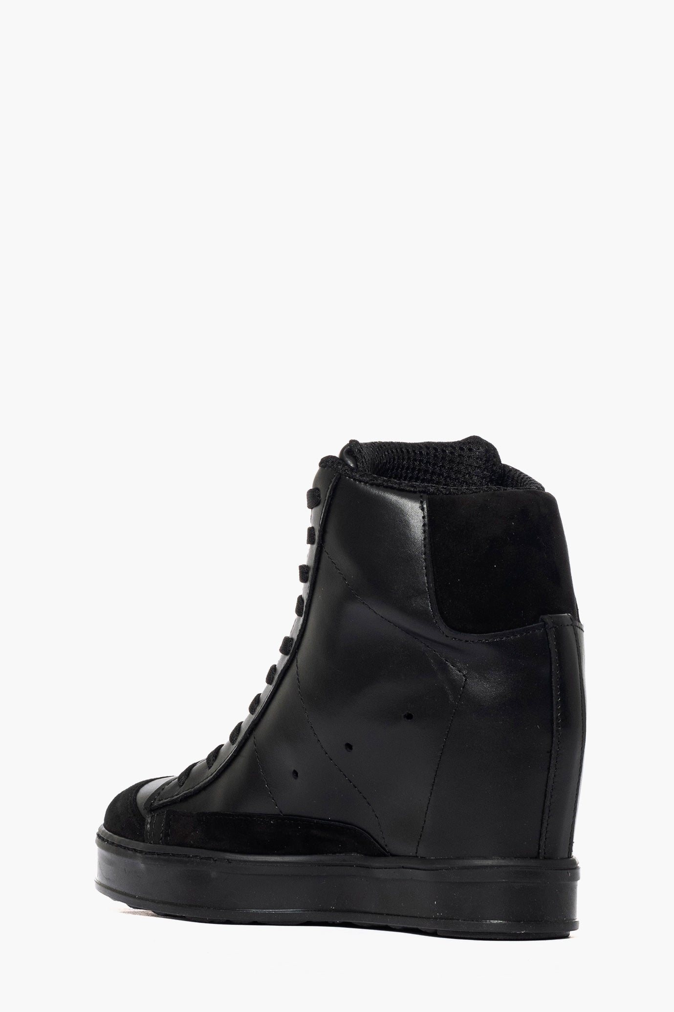 Sneakers con rialzo pelle e camoscio nero total Uppside 2