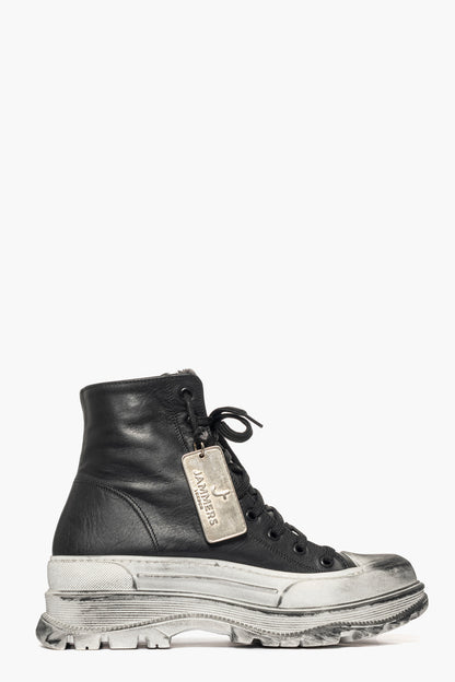 Sneakers stivaletto pelle nero vintage Leone 6