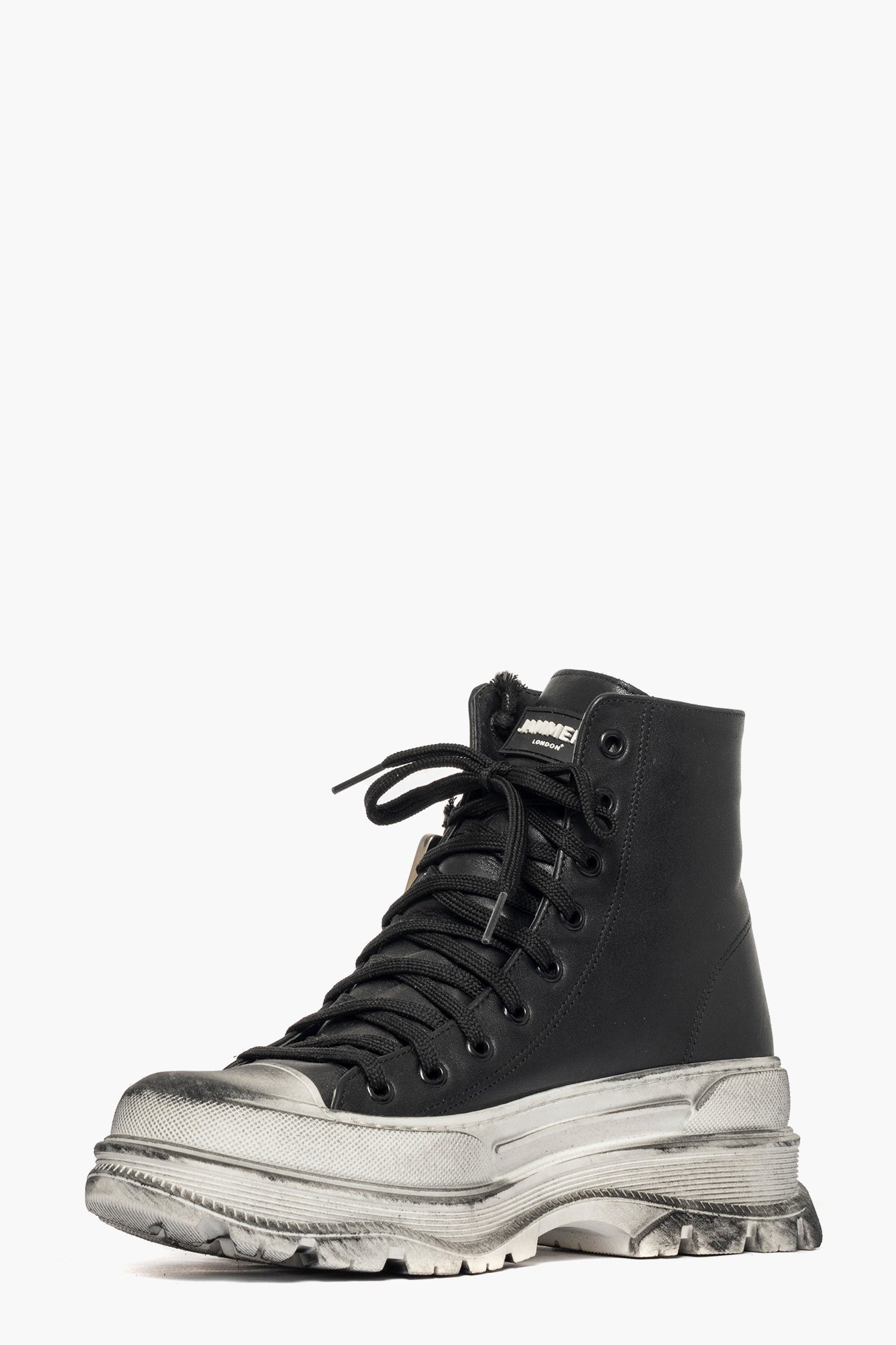 Sneakers stivaletto pelle nero vintage Leone 6