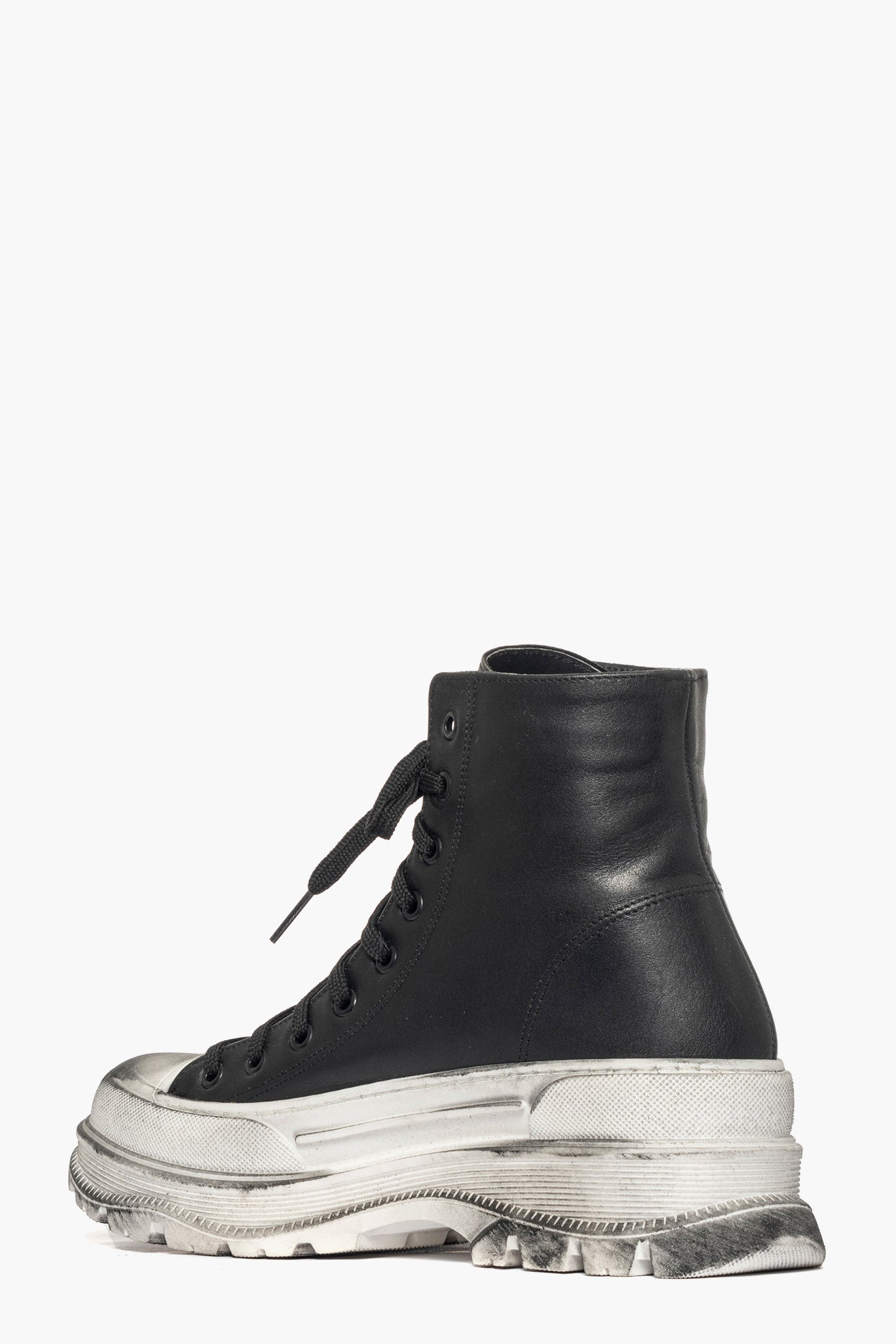 Sneakers stivaletto pelle nero vintage Leone 6