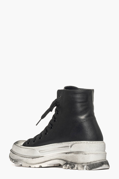 Sneakers stivaletto pelle nero vintage Leone 6