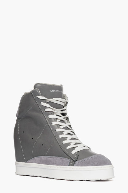 Sneakers con rialzo pelle e camoscio grigio Uppside 2