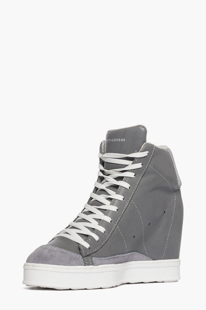 Sneakers con rialzo pelle e camoscio grigio Uppside 2