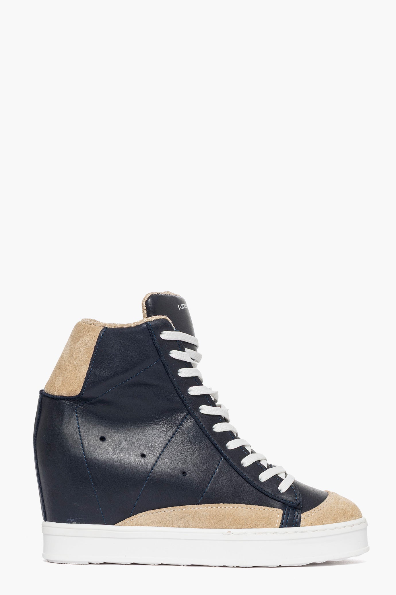 Sneakers con rialzo pelle blu e camoscio beige Uppside 2