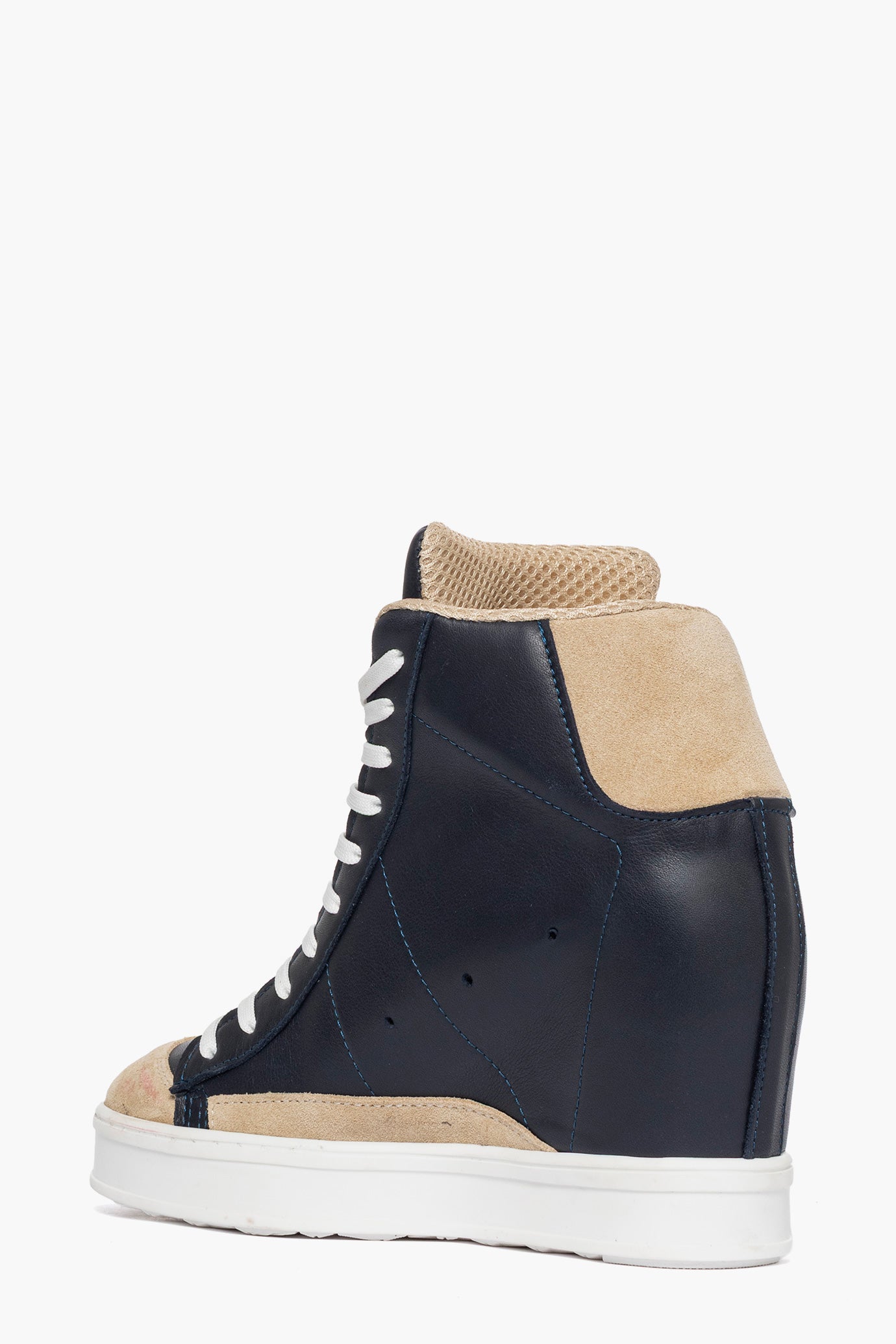 Sneakers con rialzo pelle blu e camoscio beige Uppside 2