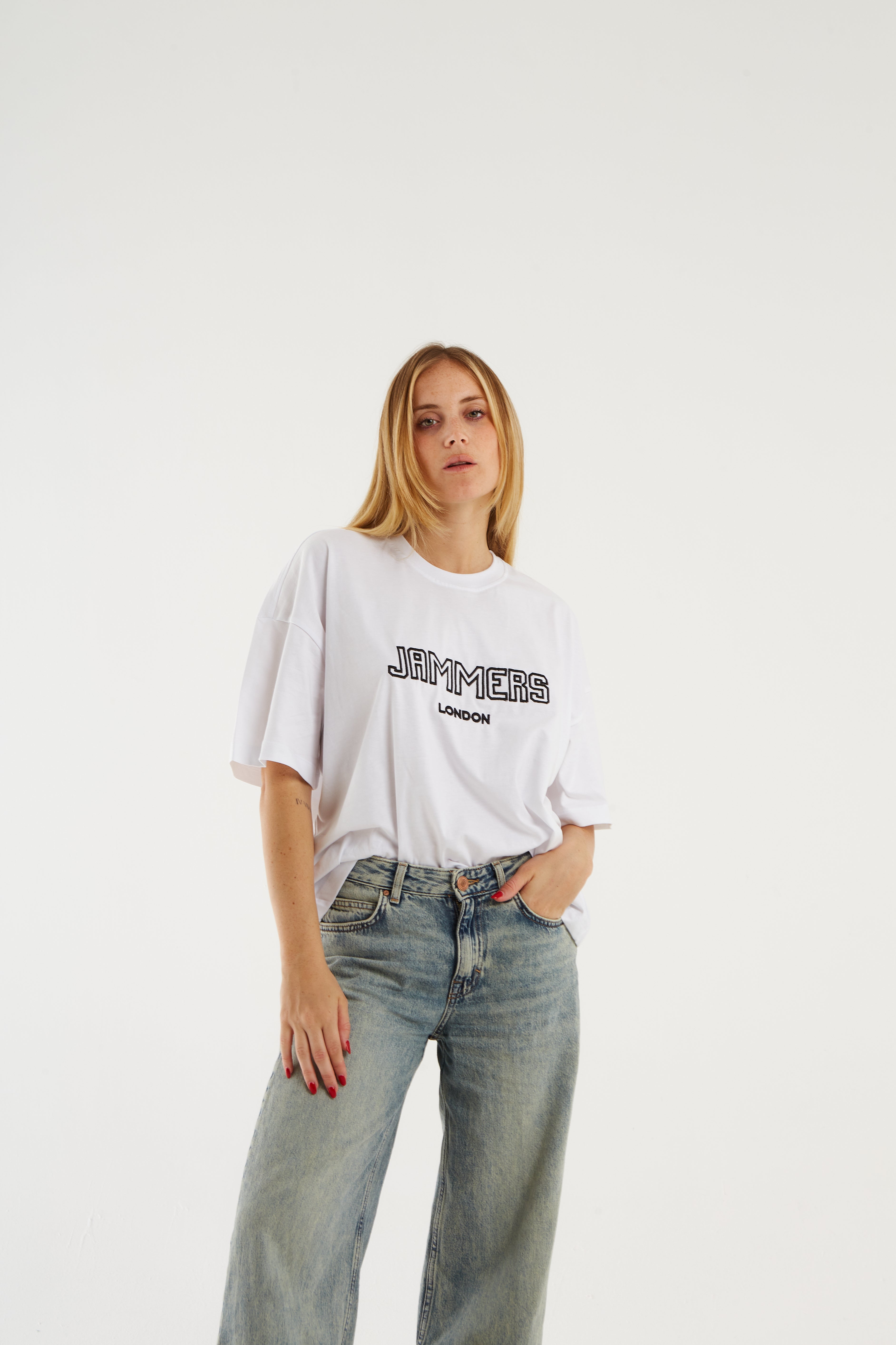 T-shirt cotone bianco nero Basic JL