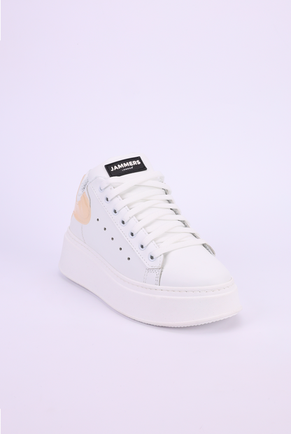 Sneakers pelle bianco e pesca Santiago