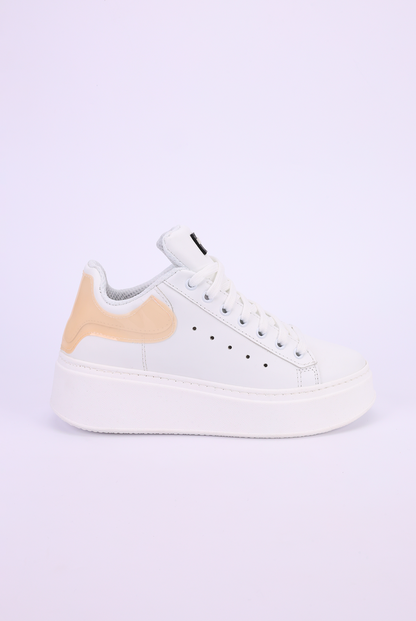 Sneakers pelle bianco e pesca Santiago