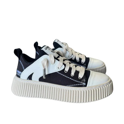 Sneakers Ibiza 1 Sport bicolore canvas nero e pelle bianco