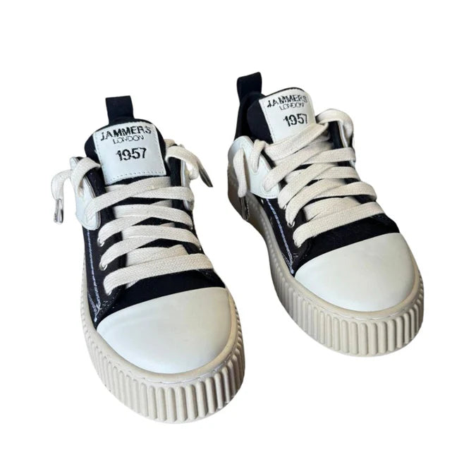 Sneakers Ibiza 1 Sport bicolore canvas nero e pelle bianco