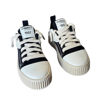 Sneakers Ibiza 1 Sport bicolore canvas nero e pelle bianco
