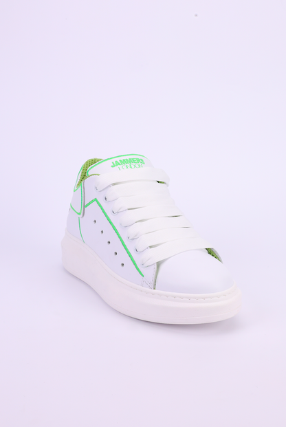 Sneakers pelle bianco riporto verde Lexa Heart