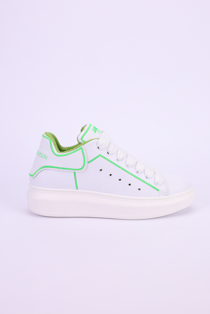 Sneakers pelle bianco riporto verde Lexa Heart
