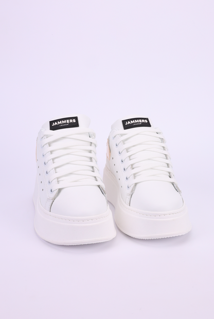 Sneakers pelle bianco e pesca Santiago